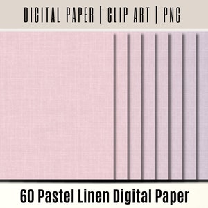 May include: A set of 60 digital papers featuring a pastel linen texture in various shades of pink and purple.  The papers are perfect for scrapbooking, card making, and other craft projects.  60 Pastel Linen Digital Paper.