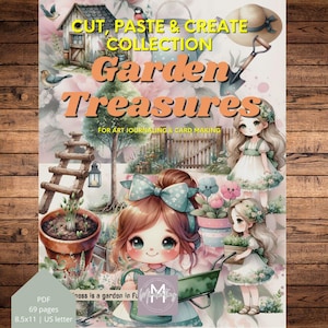 69 pages à découper, coller et créer : trésors du jardin pour un journal artistique, fabrication de cartes, fournitures de scrapbooking imprimables, fournitures de journal indésirable, PDF