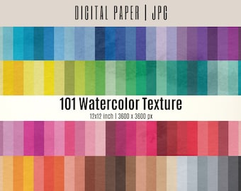 Könnte beinhalten: 101 Digitalpapier mit Aquarelltexturen, mit einer Vielzahl von Farben und Texturen. Jedes Papier ist 12x12 Zoll groß und hat eine Auflösung von 3600 x 3600 Pixel.