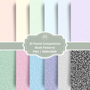 25 Composition Book Patterns Composition Book Label Bundle Composition Notebook Digital Paper Printable Composition Book Cover
