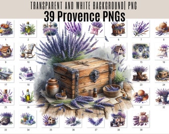 Watercolor Lavender Clipart: Provence Bouquet, Wedding Invitation Graphics (Digital Download)