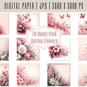 Papier numérique aquarelle floral Blush 70, papier de scrapbooking aquarelle printemps rose abstrait