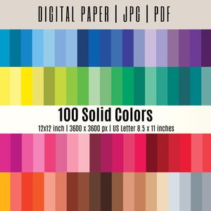 100 digitale Volltonfarben, 3600x3600 pixel, 30x30cm
