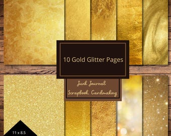 Gold Glitter Paper: Luxury Scrapbook Backgrounds (PDF & JPG)