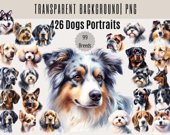 426 Dog Stickers Clipart Bundle, Watercolor Dogs Clipart Sublimation Designs, Dog Breeds PNG File,Cute Dogs Digital Illustration,Puppy PNG