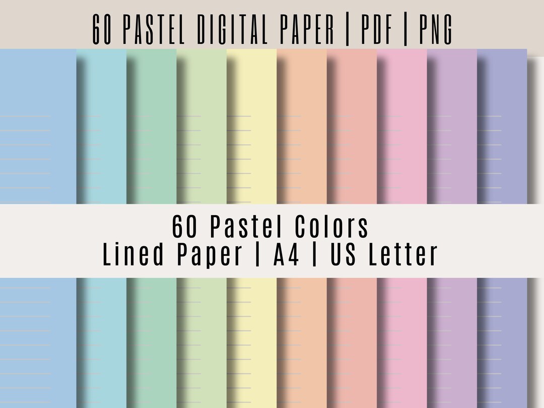 Pastel Lined Digital Paper: A4, US Letter (PDF & PNG) - Etsy