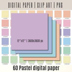 60 Pacote de Papel Digital Pastel/Papel Digital Pastéis/Papel Digital de Páscoa/Papel Digital Sólido/Papel Digital Simples Papel Pastel Digital