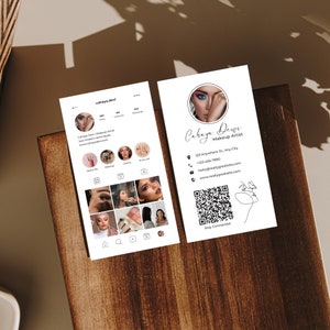 Instagram Business Card Template for Make-up Artist, Lash Artist, IG Business Card, QR Code, Canva Template, Beauty, Small Business