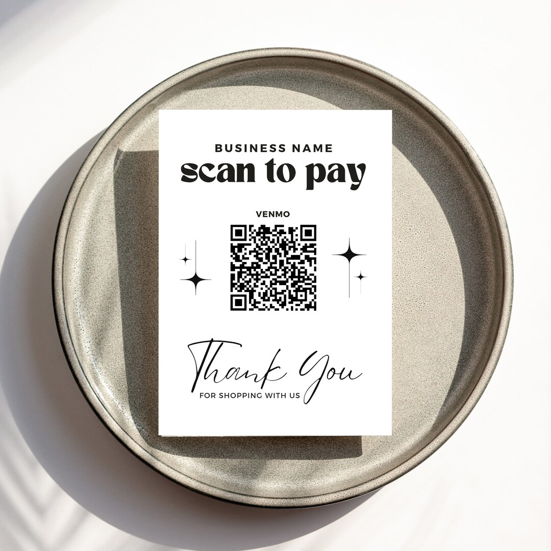 Editable Scan to Pay Sign, QR Code Sign Template Canva, Printable