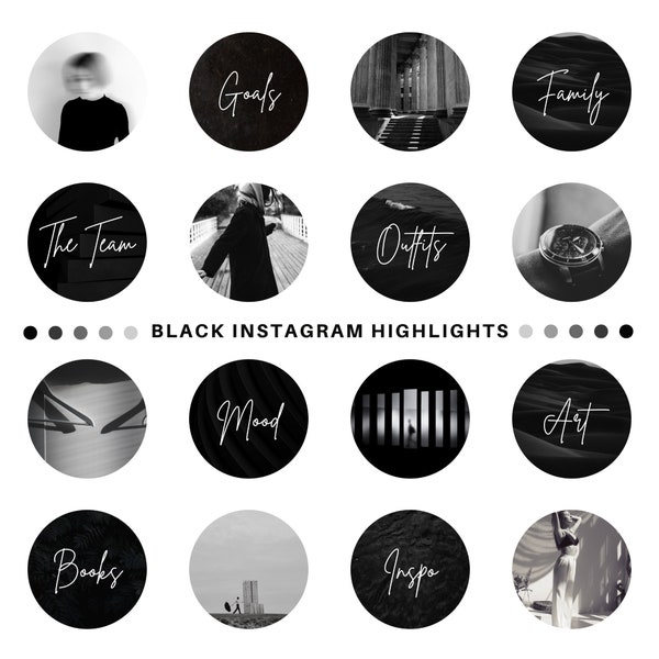 100 Black Instagram Highlight Covers, Minimalist IG Story Highlights Pack, Aesthetic Canva Editable Icons, Text Highlight Templates