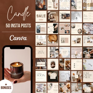 Instagram Post Template 'Candle', Candlemaker Shop Insta Post Canva, Candle Business Social Media Pack, Business template 'Candle'