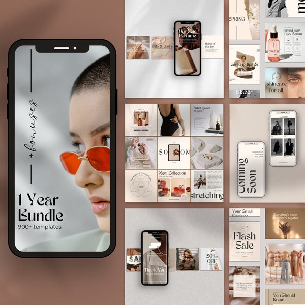 900 + Instagram Post Templates Minimalist Instagram Stories Bundle Canva Aesthetic IG Posts for Social Media Manager, Esthetician Insta Feed