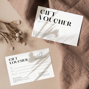Vale de regalo moderno, plantilla de certificado de regalo editable de Canva, imprimible, cupón comercial editable por usted mismo, vale de regalo para clientes, vale de tienda