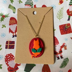 Handmade Polymer Clay Holiday Cat Necklaces, Unique Handmade Jewelry, Christmas Jewelry, Winter Jewelry, Cat Lover Gifts, Cat Necklaces