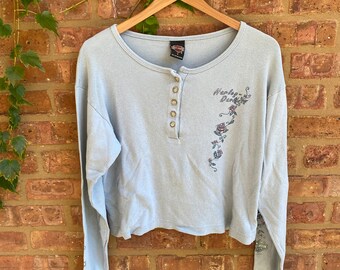 Vintage Ladies Harley Davidson Shirt, Vintage Women&#39;s Harley Davidson, Roses, Holoubek