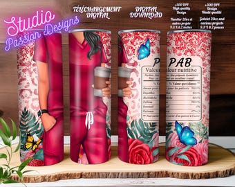 PAB - Female - Beneficiary Attendant - Nutritional Value - Red Uniform - Coffee - PNG - In FRENCH - 20oz Tumbler -