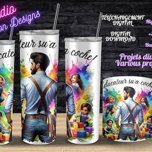 Éducateur  de la petite enfance - Éducateur spécialisé -  Garderie - Enfants  - Digital -Gobelet - Tasse - Divers projets - PNG -EN FRANÇAIS