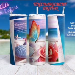 Une Maman - Mère - Inspirant  Citation - EN FRANÇAIS - Wrap Gobelet 20oz Droit- Digital download - PNG