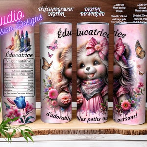 Éducatrice- Petite enfance - Garderie - Ourson - Maternelle - Valeur Nutritive- Digital  Download - Projets divers  - PNG -EN FRANÇAIS -