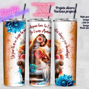 Mãe - Vida dada - Amamentação - Citação - EM FRANCÊS - Inspirador - Wrap Tumbler 20oz Straight - Download digital - PNG - Vários projetos -