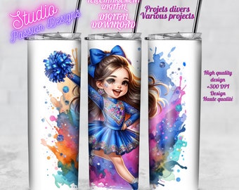 Cheerleader little girl - Amazing - Cheer - Petite fille - Pompom Girl - PNG - Clipart - Sublimation - +300dpi - Tasse- Mug-Tumbler-Gobelet