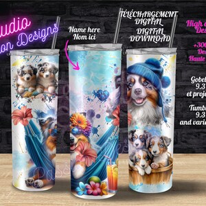 Berger australien - Australian Sheperd - Dog - Chien - Hamac - Vacances - PNG- Tumbler 20oz - Gobelet - Clipart