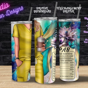 PAB - Femme - Préposée aux bénéficiaires - Valeur nutritive - Uniforme Jaune - PNG - En FRANÇAIS - Tumbler/Gobelet 20oz -