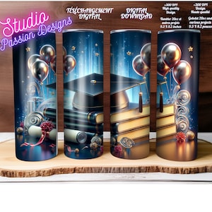 Graduation - Senior- École - College - Succès - Livres - Books - Diploma - Dipôme - Gobelet 20oz Tumbler - Digital - PNG -300dpi+
