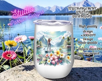 Paddleboard - Tropical - Woman - Various Projects - Mug - Tumbler and various projects - Digital Download - PNG