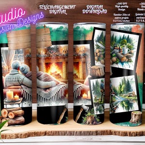 Couple amoureux -  Happy life - Aînés - Foyer - Bûcheron - Bois- Forêt - Cozy - Gobelet/Tumbler/ Tasse/Mug - +300dpi - High Quality