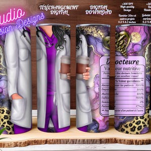 Docteure - Femme - Valeur nutritive - Uniforme violet - PNG - En FRANÇAIS - Tumbler/Gobelet 20oz -