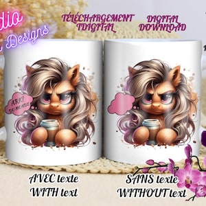 Pony - Merrie - Grumpie - Ark! van de wereld - 2 versies MET en ZONDER tekst - Frans - +300dpi -Digitale download - PNG - Transparante achtergrond