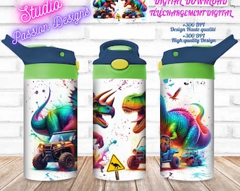 Dinosaurs - Dinosaurs - Wrap Child's Cup - Kid's Tumbler - Digital download - PNG - Wrap - +300dpi - 12oz - Digital download