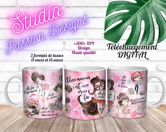 Mami - hada - Madre - Cocina -Café - Enfermera- EN FRANCÉS- Para tazas de 11 oz/ 15 oz - Archivos digitales PNG de alta calidad - 300+ dpi