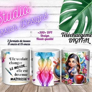 Mistress - Change the world - Schule - Bücher - AUF Französisch - 11 oz und 15 oz Tassen - PNG - 300+ dpi - Sublimation