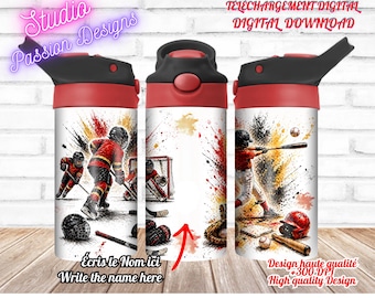 Hockey - Baseball - Wrap Kids Tumbler - Digital download - PNG - Wrap - +300dpi - 12oz