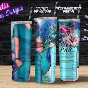 PAB - Femme - Préposée aux bénéficiaires - Valeur nutritive - Uniforme Turquoise - PNG - En FRANÇAIS - Tumbler/Gobelet 20oz -