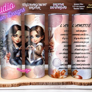 Les vraies amies -  L'amitié - Citation inspirante- EN FRANÇAIS - Wrap Gobelet 20oz Droit- Digital download - PNG