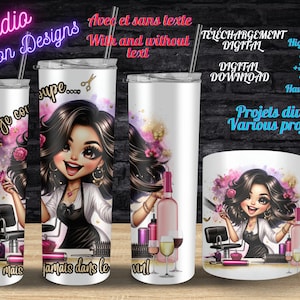 Coiffeuse - Hairdresser -Je coupe dans le vin mais jamais le café- Coffee- AVEC et SANS texte - With and Without text -PNG- Digital Download