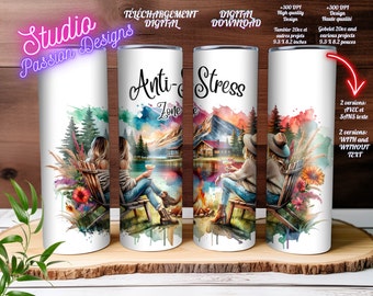 Chalet - Zone Anti-Stress - Nature - Friends -Vacances -EN FRANÇAIS- Avec et sans texte-PNG - Tumbler-Tasse-  Coussin -Gobelet -Sublimation