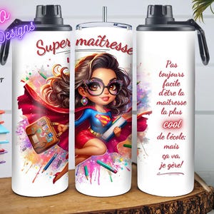 Maîtresse d'école-Prof-Professeure-Enseignante- École- Super héros - Gobelet/projets divers - Tasses - Téléchargement Digital- PNG +300dpi