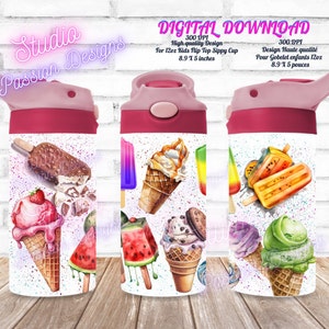 Popsicles- Crème glacée-Ice-cream-Summer-Été-Friandises glacées-Gobelet enfant-Kid tumbler-Sublimation-PNG - +300dpi  - 2 designs inclus