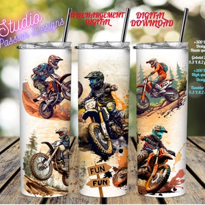 Motocross - Fun Fun- Sport - Extreme - Wrap Gobelet 20oz Tumbler Droit- Digital download - PNG - Wrap