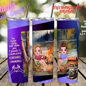 Les vraies amies -  - Inspirant Citation - EN FRANÇAIS - Wrap Gobelet 20oz Droit- Digital download - PNG