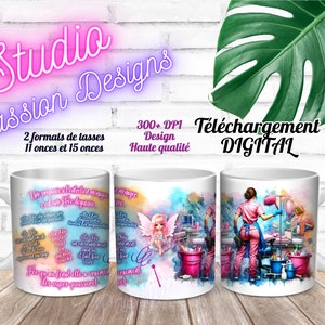 Addetto alle pulizie - Governante - Medico - Ospedale - Fata - Ispirante - EN francese -Tasse-Mug -11oz/15oz- PNG - +300dpi-