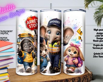 Brigadier - Elephant - Rabbit - Donkey - Gorilla - School - Children - PNG - Various Projects - SUBLIMATION - French - Digital Download