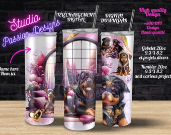 Rottweiler - Pinsher - Dogs - Chiens - Pirate- Winter hat - Tuque - PNG - Tumbler 20oz - Gobelet 20oz - Coussin- Pillow - Digital Download