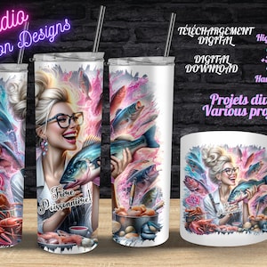 Fière Poissonnière -Passion - Poissons - Fruits de mer - En français - Fishmonger -  Gobelet/Tumbler - Mug/Tasse - Chandail - PNG +300dpi