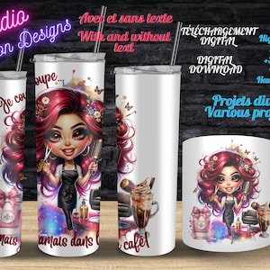 Coiffeuse - Hairdresser -Je coupe dans le vin mais jamais le café- Coffee- AVEC et SANS texte - With and Without text -PNG- Digital Download