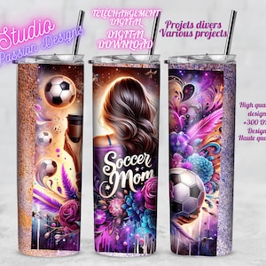 Soccer Mom -Coffee - Café -Ballon de Soccer Ball -Amazing -Tumbler 20oz Gobelet -PNG-Digital Download -2 fichiers - 2 files -
